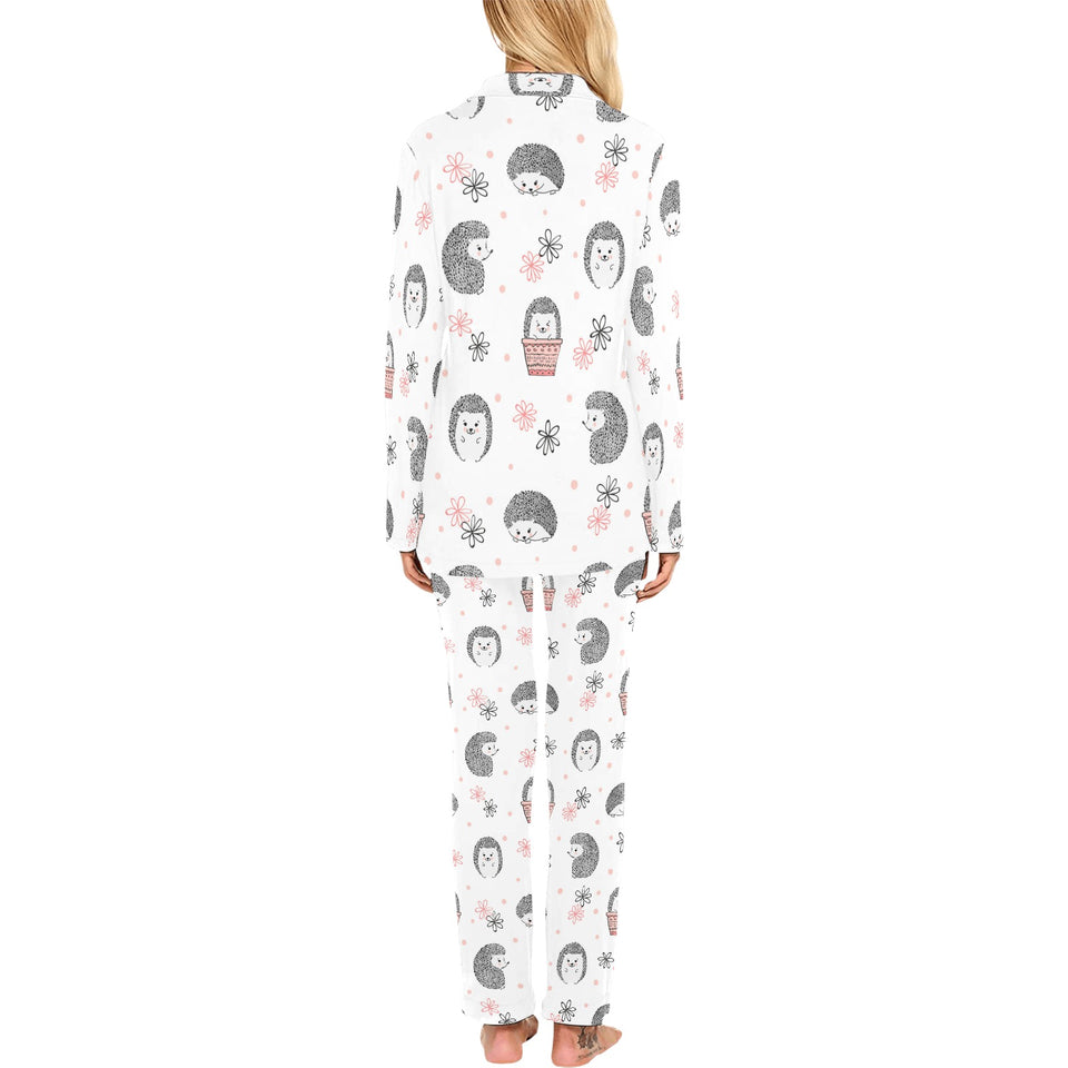 Hedgehog Pattern Print Design 02 Women's Long Pajama Set