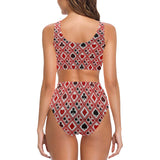 Casino Cards Suits Pattern Print Design 03 Chest Bowknot High Waisted Bikini Swimsuit