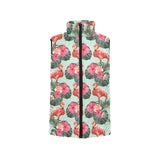 Beautiful flamingo tropical palm leaves hibiscus p Women's Padded Vest