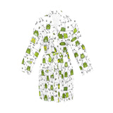 Sketch funny frog pattern Women's Long Sleeve Belted Night Robe