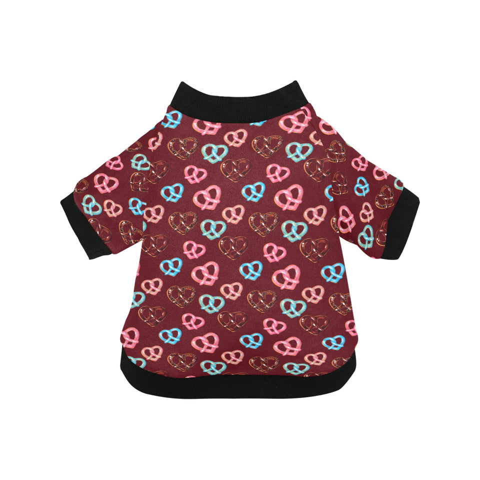 Pretzels Pattern Print Design 05 All Over Print Pet Dog Round Neck Fuzzy Shirt