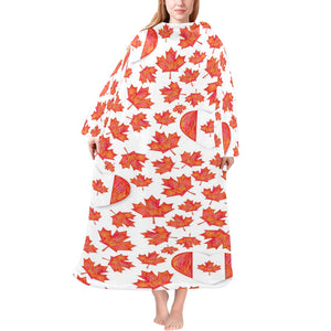 Canada Pattern Print Design 02 Blanket Robe with Sleeves