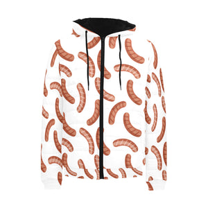 Sausage Pattern Print Design 04 Men's Padded Hooded Jacket