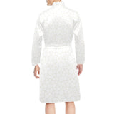 arabic white pattern Men's Long Sleeve Belted Night Robe