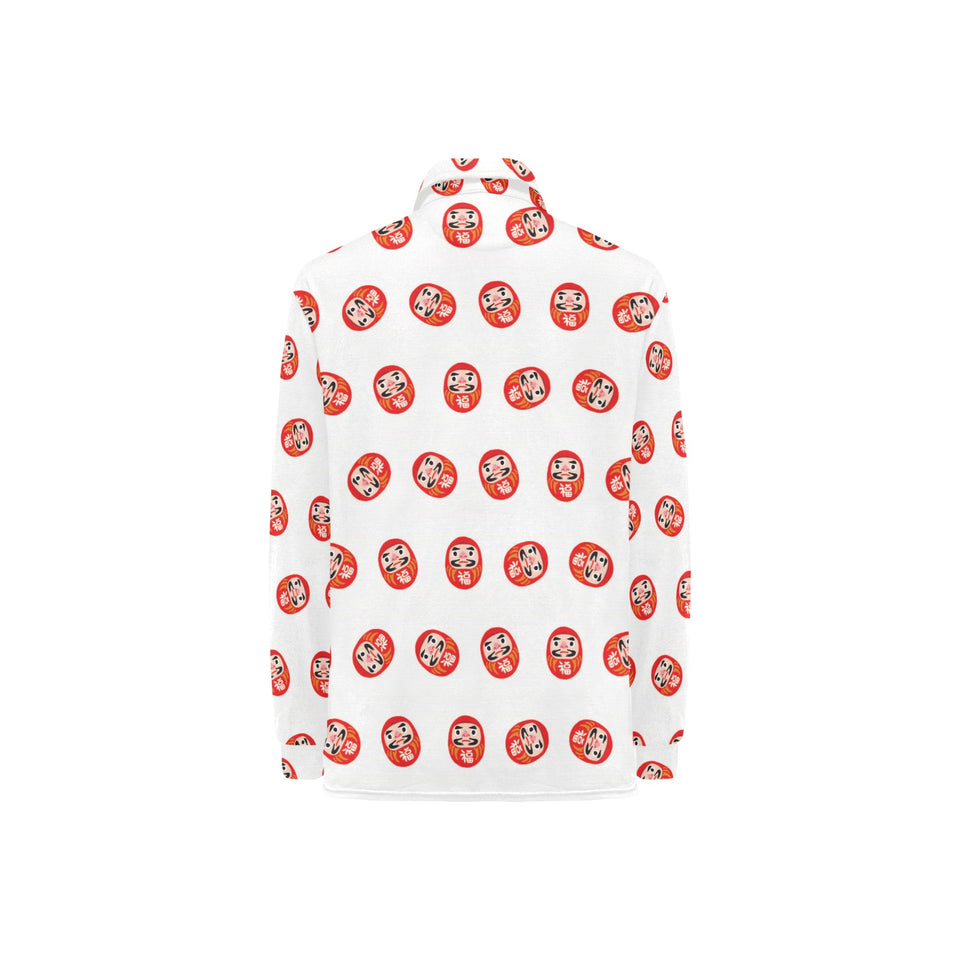 Daruma japanese wooden doll pattern Women's Long Sleeve Polo Shirt
