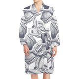 Guava tropical hand drawn pattern Men's Long Sleeve Belted Night Robe