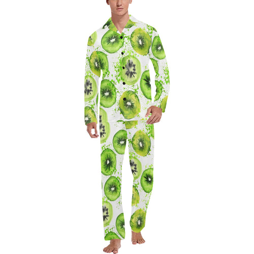 Watercolor kiwi pattern Men's Long Pajama Set