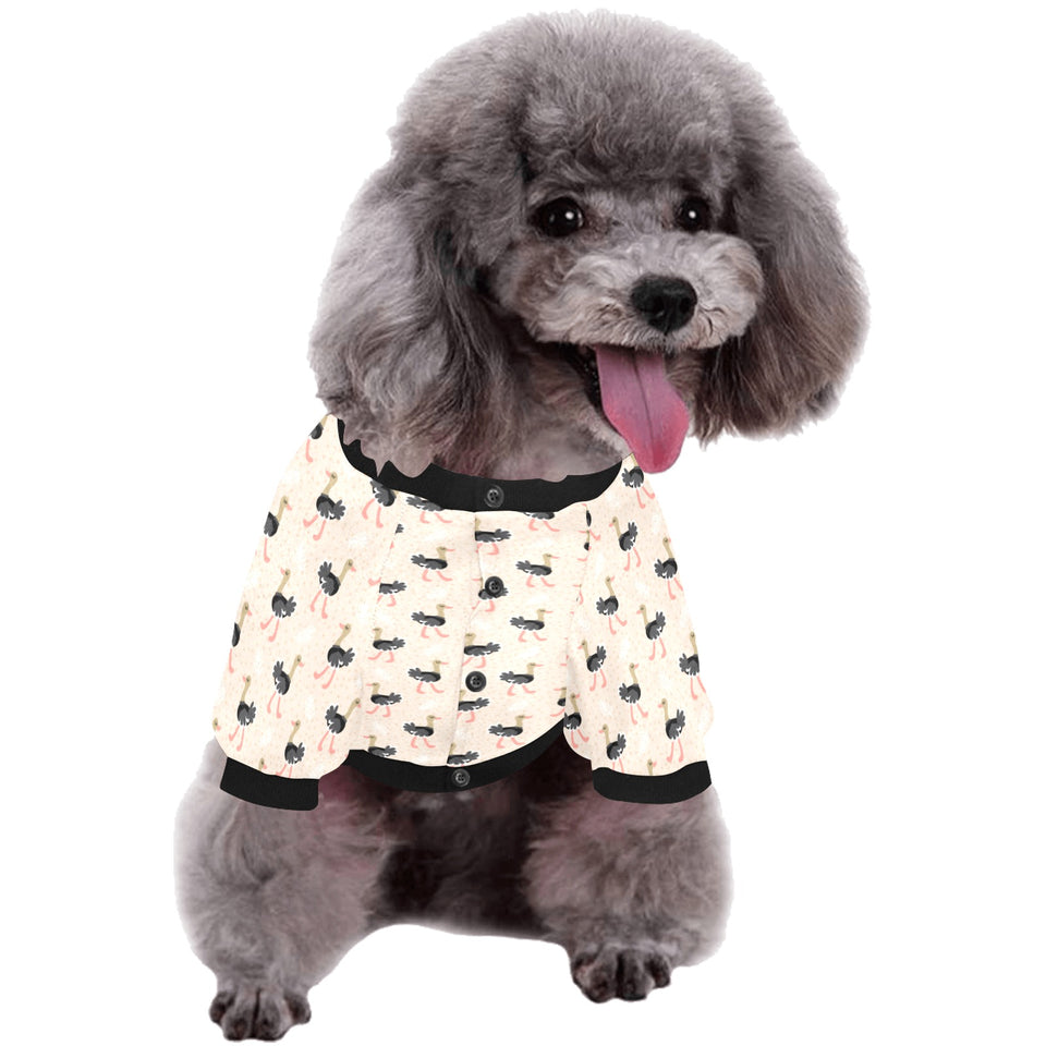 Ostrich Pattern Print Design 05 All Over Print Pet Dog Round Neck Fuzzy Shirt