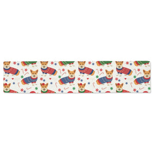 Corgi Christmas Pattern Table Runner