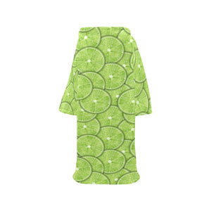 Slices of Lime pattern Blanket Robe with Sleeves