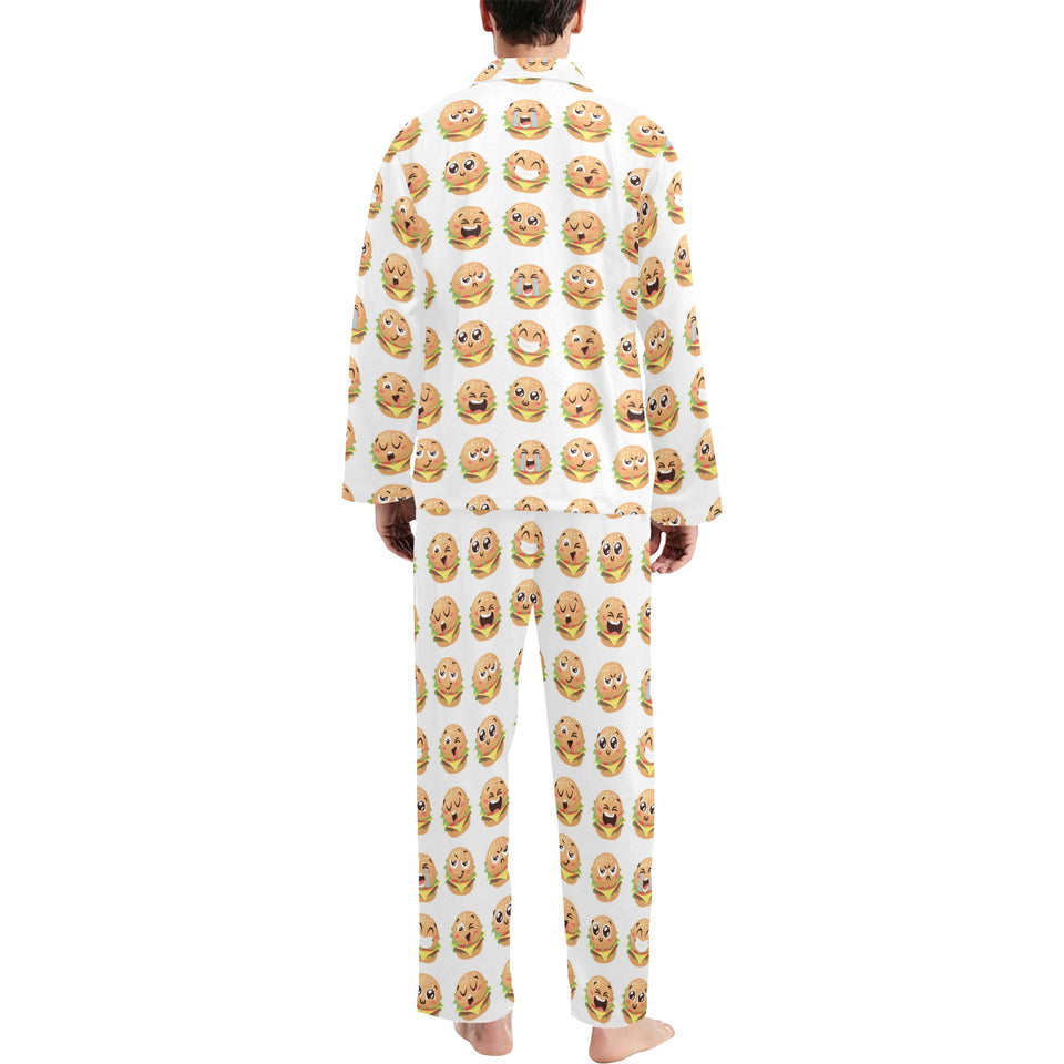Hamburger Pattern Print Design 04 Men's Long Pajama Set