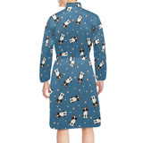 Cute boston terrier dog spattern Men's Long Sleeve Belted Night Robe