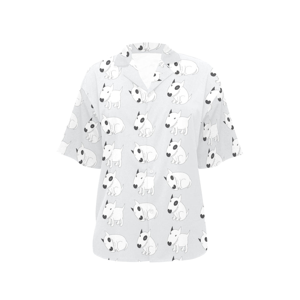 Bull Terrier Pattern Print Design 01 Women's All Over Print Hawaiian Shirt
