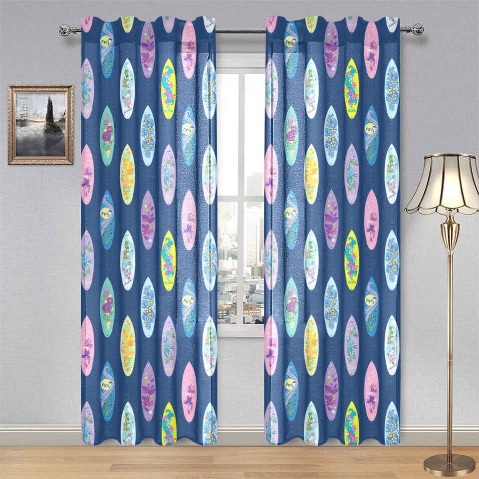 Surfboard Pattern Print Design 03 Gauze Curtain