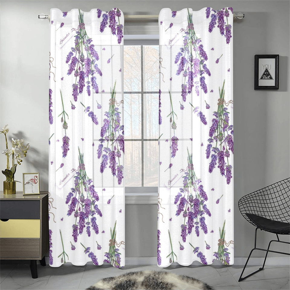 lavender flower design pattern Gauze Curtain