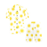 Sun pattern Men's V-Neck Short Pajama Set