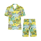 Hand drawn windmill pattern Men's V-Neck Short Pajama Set