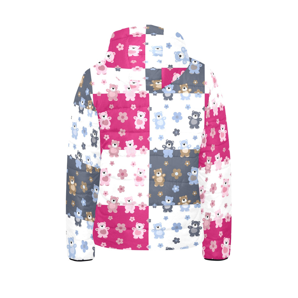 Teddy Bear Pattern Print Design 03 Kids' Boys' Girls' Padded Hooded Jacket