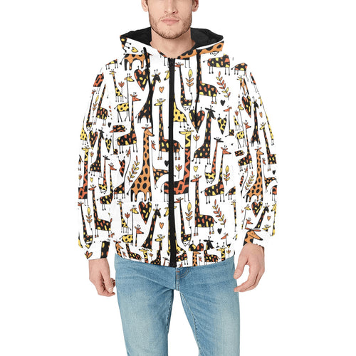 Giraffe Pattern Print Design 05 Men's Padded Hooded Jacket