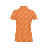 Engine Piston Orange Background Pattern Design 05 Women's All Over Print Polo Shirt