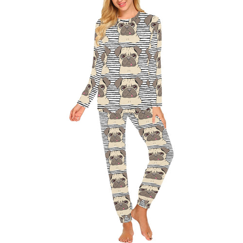 Happy pug pattern Women's All Over Print Pajama Set