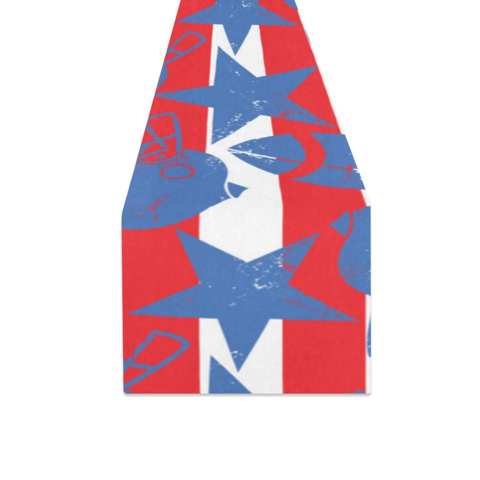 American football ball star stripes pattern Table Runner
