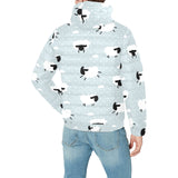 Sheep polka dot cloud pattern Men's Padded Hooded Jacket