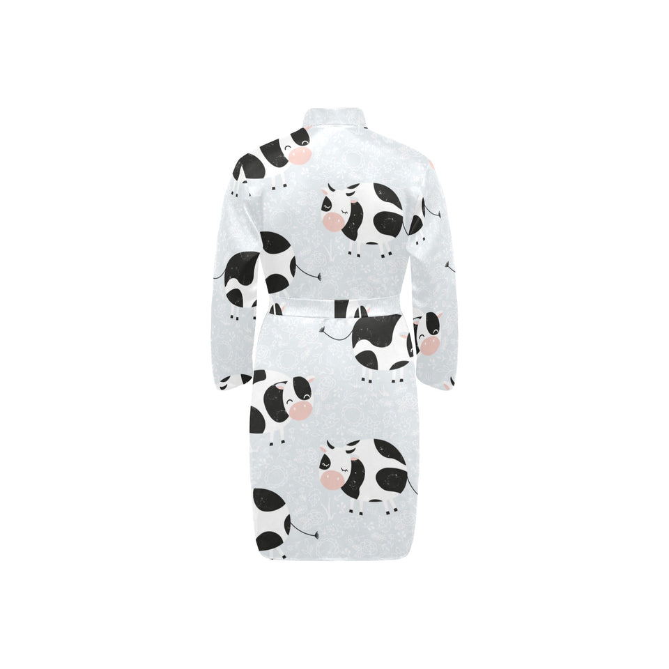 Cute cows pattern Men's Long Sleeve Belted Night Robe