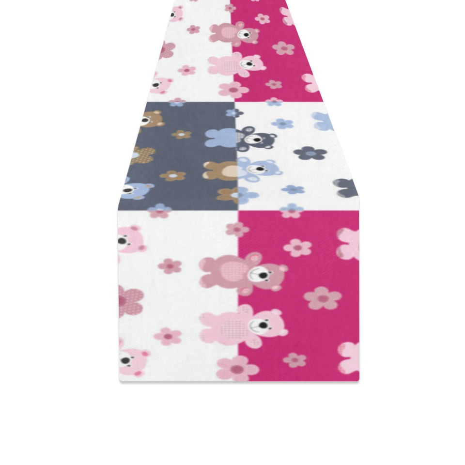 Teddy Bear Pattern Print Design 03 Table Runner