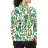 Cactus design pattern copy Women's Long Sleeve Polo Shirt