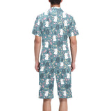 Cute rabbit pattern Men's V-Neck Short Pajama Set