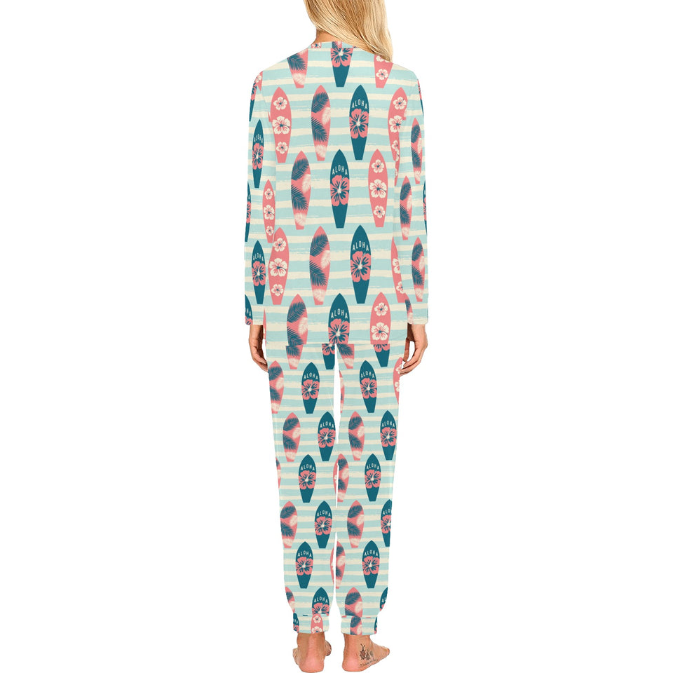 Surfboard Pattern Print Design 02 Women's All Over Print Pajama Set
