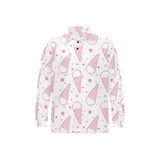 Hand drawn ice cream pattern Men's Long Sleeve Polo Shirt