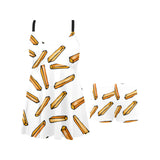 French fries potato pattern Chest Sexy Pleated Two Piece Swim Dress