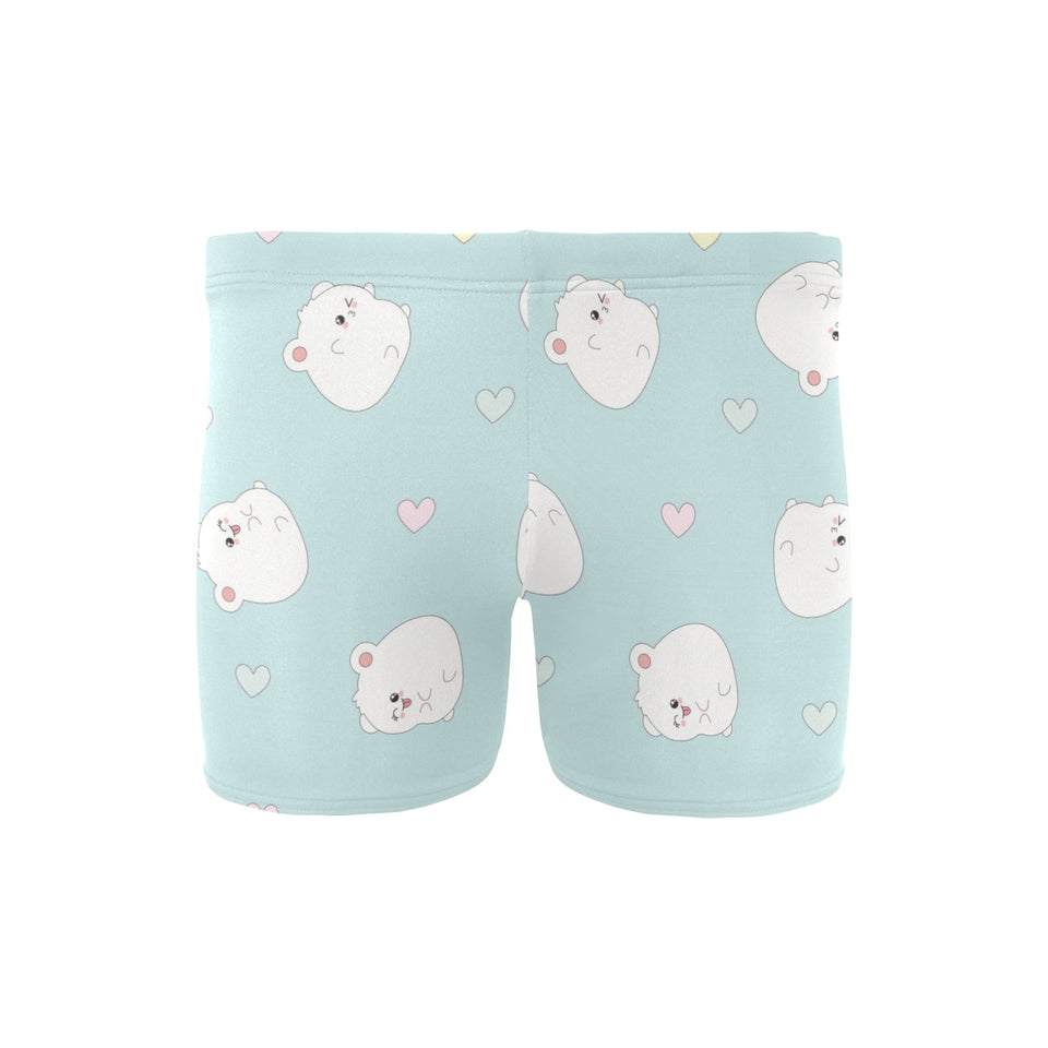 White cute hamsters heart pattern Men's Swimming Trunks