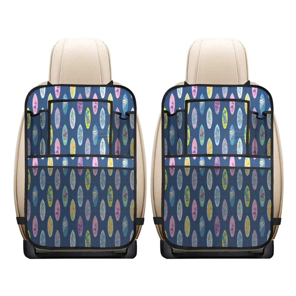 Surfboard Pattern Print Design 03 Car Seat Back Organizer