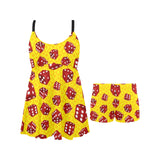 Dice Pattern Print Design 04 Chest Sexy Pleated Two Piece Swim Dress