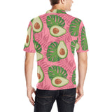 Avocado slices leaves pink back ground Men's All Over Print Polo Shirt
