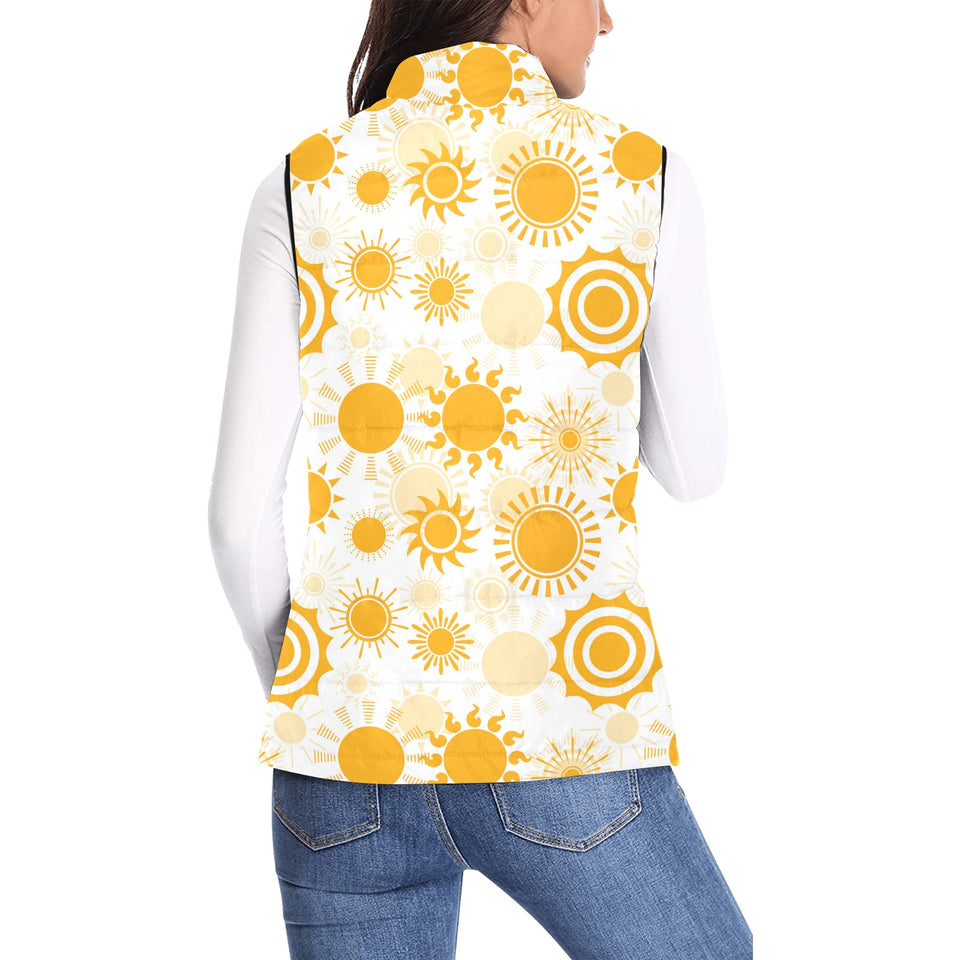 Sun design pattern Women's Padded Vest