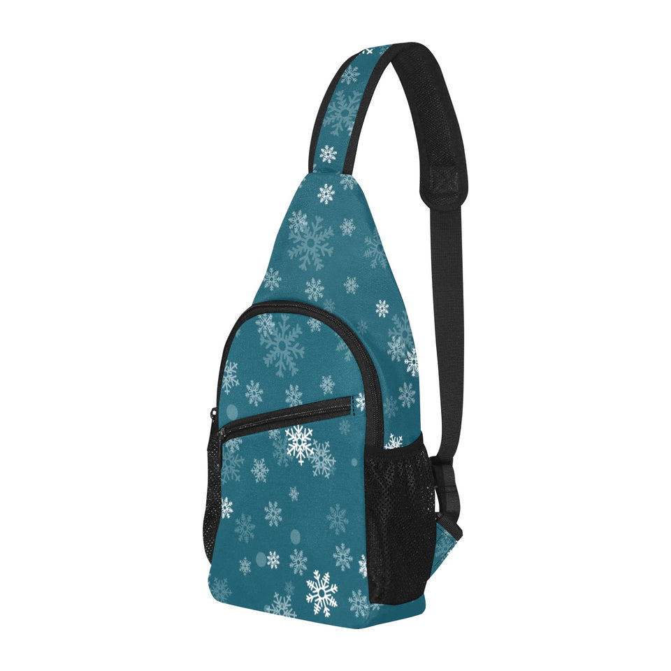 Snowflake pattern dark background All Over Print Chest Bag
