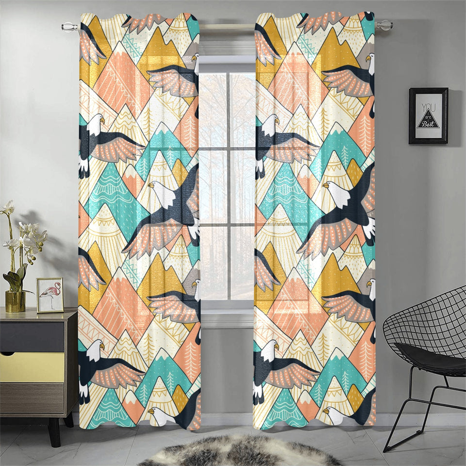 Eagle Pattern Print Design 02 Gauze Curtain