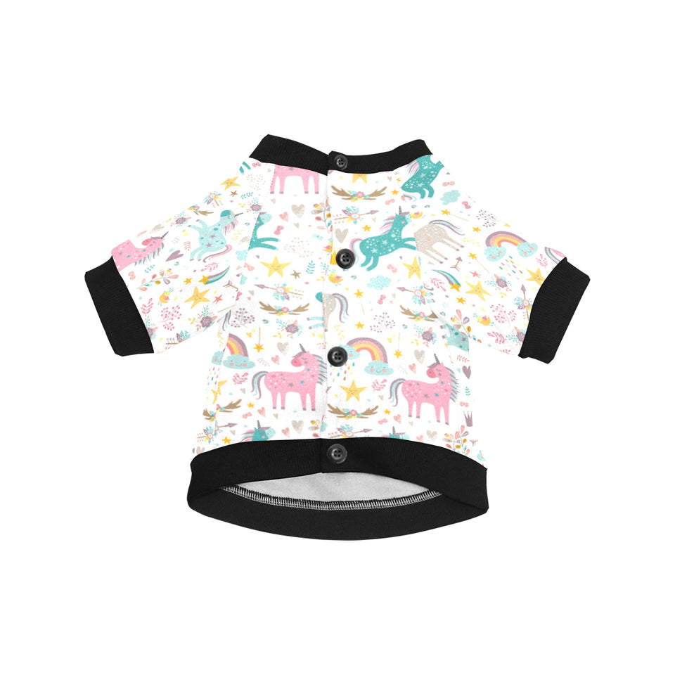 Colorful unicorn pattern All Over Print Pet Dog Round Neck Fuzzy Shirt
