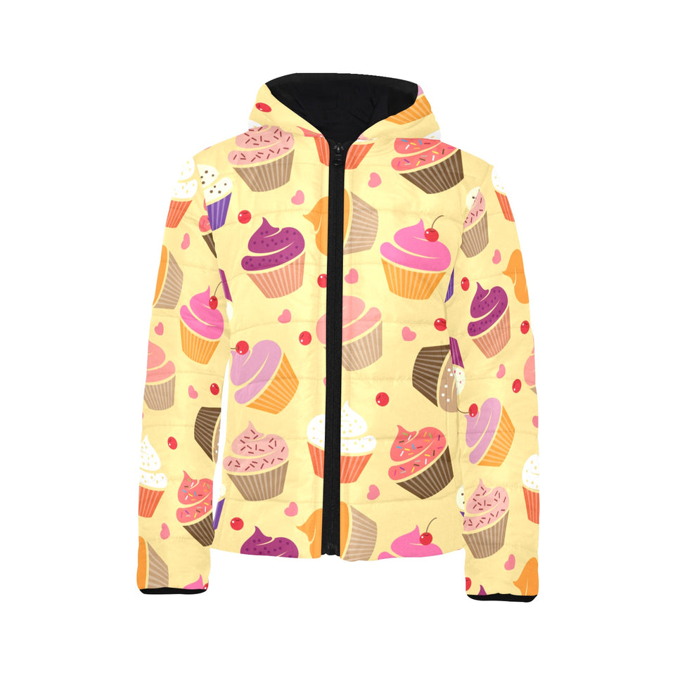 cake cupcake heart cherry pattern Kids' Boys' Girls' Padded Hooded Jacket