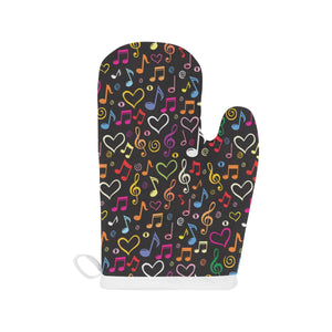 Music Notes Pattern Print Design 02 Heat Resistant Oven Mitts