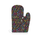 Music Notes Pattern Print Design 02 Heat Resistant Oven Mitts