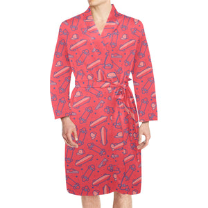 Skate Board Pattern Print Design 01 Men's Long Sleeve Belted Night Robe