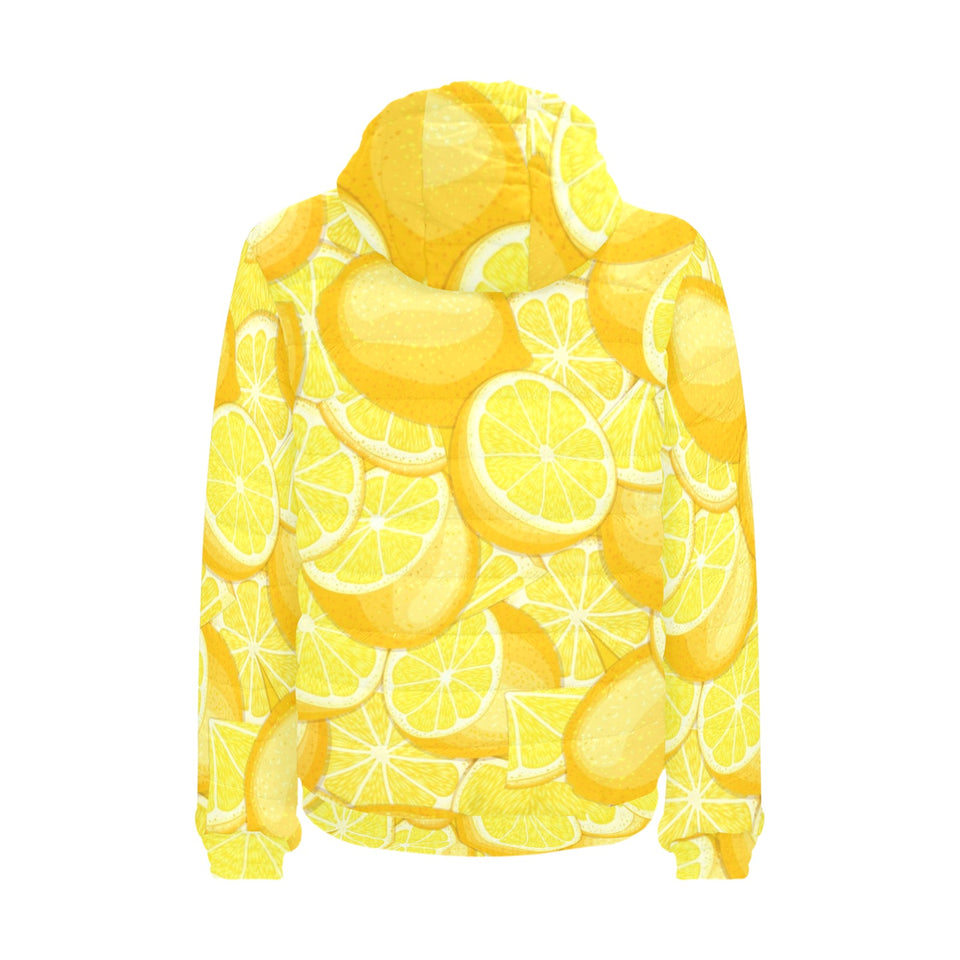 lemon pattern Men's Padded Hooded Jacket