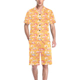 Camper Van Pattern Print Design 04 Men's V-Neck Short Pajama Set