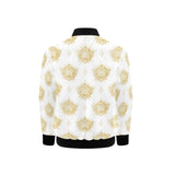 Gold Ornamental lotue waterlily symbol pattern Kids' Boys' Girls' Bomber Jacket