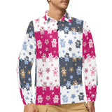Teddy Bear Pattern Print Design 03 Men's Long Sleeve Polo Shirt